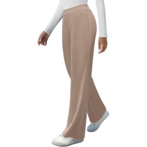 imageWomens High Waisted Work Suit Wide Leg Pants Side Zipper Pocket Casual Business Dress PantsCoffee Brown