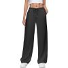 imageWide Leg Sweatpants for Women High Waisted Baggy Sweat Track Pants Drawstring Casual Lounge Pants with PocketsBlack