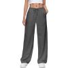 imageWide Leg Sweatpants for Women High Waisted Baggy Sweat Track Pants Drawstring Casual Lounge Pants with PocketsDark Grey