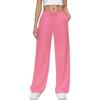 imageWide Leg Sweatpants for Women High Waisted Baggy Sweat Track Pants Drawstring Casual Lounge Pants with PocketsPink