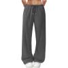 imageWide Leg Sweatpants for Women High Waisted Baggy Sweat Track Pants Drawstring Casual Lounge Pants with PocketsDark Grey