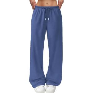 imageWide Leg Sweatpants for Women High Waisted Baggy Sweat Track Pants Drawstring Casual Lounge Pants with PocketsNavy Blue