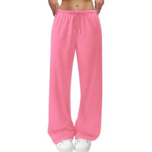 imageWide Leg Sweatpants for Women High Waisted Baggy Sweat Track Pants Drawstring Casual Lounge Pants with PocketsPink