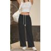 imageWomens Sweatpants Wide Leg Drawstring Workout Casual Baggy Pants High Waist with PocketsBlack