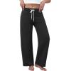 imageWomens Sweatpants Wide Leg Drawstring Workout Casual Baggy Pants High Waist with PocketsBlack