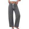 imageWomens Sweatpants Wide Leg Drawstring Workout Casual Baggy Pants High Waist with PocketsDark Gray