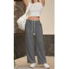 imageWomens Sweatpants Wide Leg Drawstring Workout Casual Baggy Pants High Waist with PocketsDark Gray