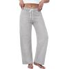 imageWomens Sweatpants Wide Leg Drawstring Workout Casual Baggy Pants High Waist with PocketsLight Gray