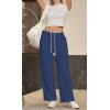 imageWomens Sweatpants Wide Leg Drawstring Workout Casual Baggy Pants High Waist with PocketsNavy