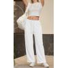 imageWomens Sweatpants Wide Leg Drawstring Workout Casual Baggy Pants High Waist with PocketsWhite