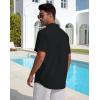 image:imageButton Down Linen Shirts for Men Short Sleeves Cotton Casual Shirt with Pockets for Summer BeachBlack