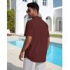 image:imageButton Down Linen Shirts for Men Short Sleeves Cotton Casual Shirt with Pockets for Summer BeachBurgundy