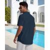 image:imageButton Down Linen Shirts for Men Short Sleeves Cotton Casual Shirt with Pockets for Summer BeachNavy
