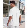 image:imageButton Down Linen Shirts for Men Short Sleeves Cotton Casual Shirt with Pockets for Summer BeachWhite1