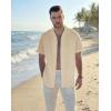 image:imageGuayabera Shirts for Men Linen Button Down Short Sleeves Shirt Casual Summer Cuban Vacation Beach Tops0beige