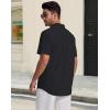 image:imageGuayabera Shirts for Men Linen Button Down Short Sleeves Shirt Casual Summer Cuban Vacation Beach Tops0black