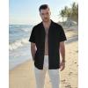 image:imageGuayabera Shirts for Men Linen Button Down Short Sleeves Shirt Casual Summer Cuban Vacation Beach Tops0black