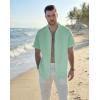 image:imageGuayabera Shirts for Men Linen Button Down Short Sleeves Shirt Casual Summer Cuban Vacation Beach Tops0green