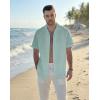 image:imageGuayabera Shirts for Men Linen Button Down Short Sleeves Shirt Casual Summer Cuban Vacation Beach Tops0mint Blue