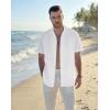 image:imageGuayabera Shirts for Men Linen Button Down Short Sleeves Shirt Casual Summer Cuban Vacation Beach Tops0white