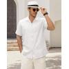 image:imageGuayabera Shirts for Men Linen Button Down Short Sleeves Shirt Casual Summer Cuban Vacation Beach Tops0white