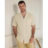 image:imageGuayabera Shirts for Men Linen Button Down Short Sleeves Shirt Casual Summer Cuban Vacation Beach Tops2apricot
