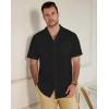 image:imageGuayabera Shirts for Men Linen Button Down Short Sleeves Shirt Casual Summer Cuban Vacation Beach Tops2black