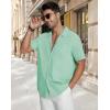 image:imageGuayabera Shirts for Men Linen Button Down Short Sleeves Shirt Casual Summer Cuban Vacation Beach Tops2green