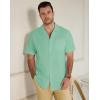 image:imageGuayabera Shirts for Men Linen Button Down Short Sleeves Shirt Casual Summer Cuban Vacation Beach Tops2green