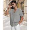 image:imageGuayabera Shirts for Men Linen Button Down Short Sleeves Shirt Casual Summer Cuban Vacation Beach Tops2grey