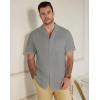 image:imageGuayabera Shirts for Men Linen Button Down Short Sleeves Shirt Casual Summer Cuban Vacation Beach Tops2grey