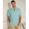 image:imageGuayabera Shirts for Men Linen Button Down Short Sleeves Shirt Casual Summer Cuban Vacation Beach Tops2mint Blue
