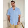 image:imageGuayabera Shirts for Men Linen Button Down Short Sleeves Shirt Casual Summer Cuban Vacation Beach Tops2sky Blue