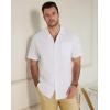 image:imageGuayabera Shirts for Men Linen Button Down Short Sleeves Shirt Casual Summer Cuban Vacation Beach Tops2white